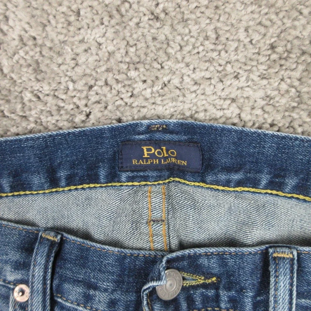 Polo Ralph Lauren Jeans Mens 36x32 Blue Varick Slim Straight Faded Denim Pants